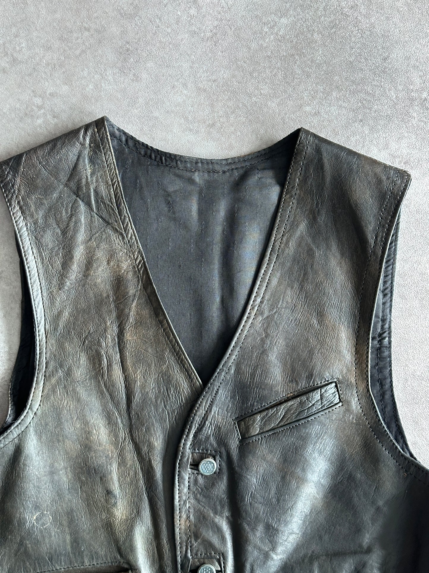 Women's Vintage Leather Vest (M)