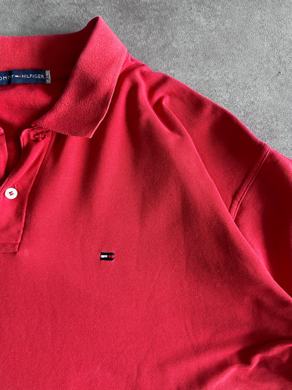 Polo Tommy Hilfiger Rojo Cropped Vintage 00s (M)