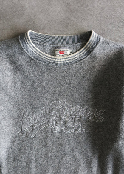 Vintage 80er Jahre besticktes graues Levis Sweatshirt (M)