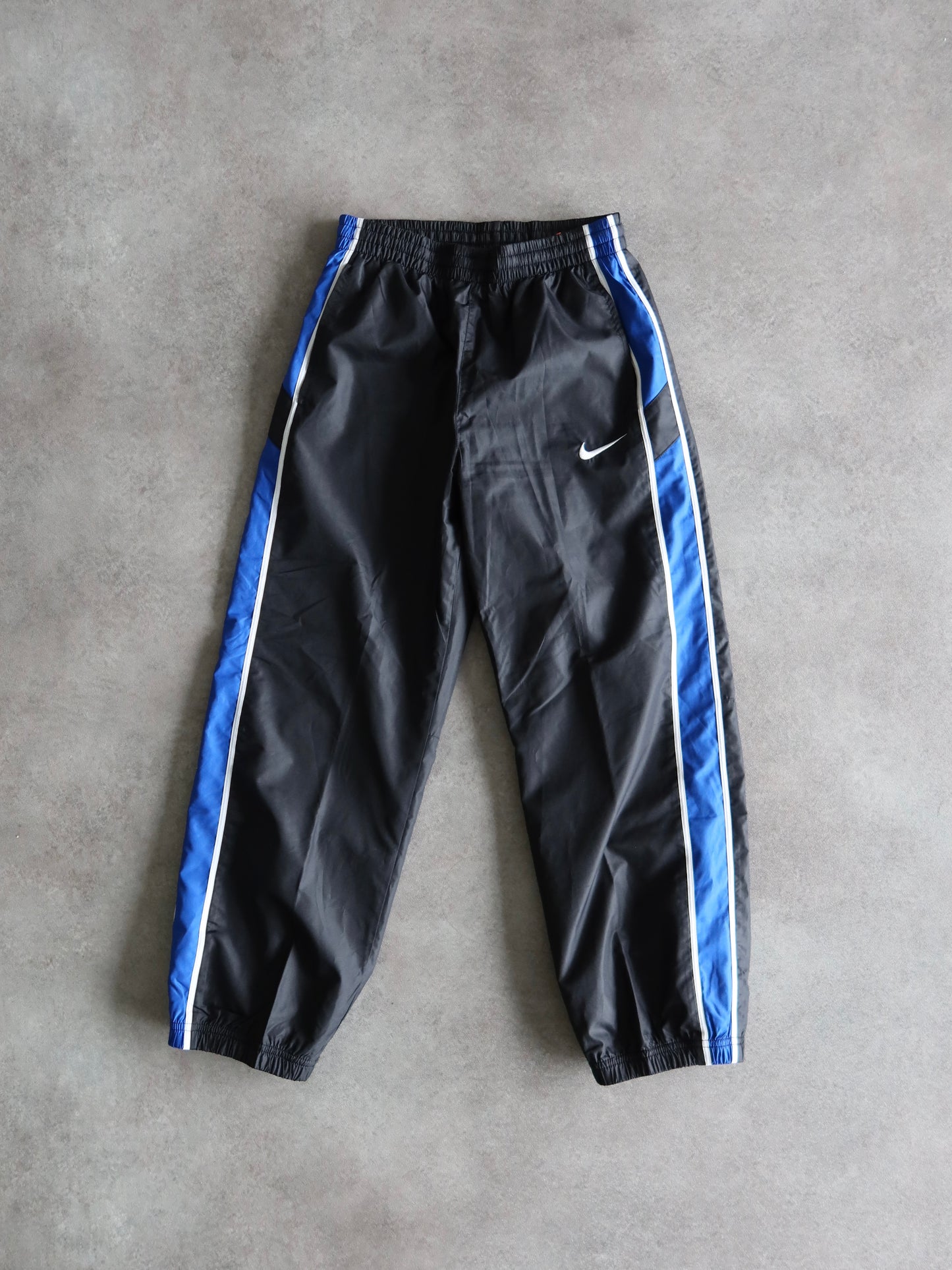 Pantalón Chandal Nike Track Negro y Azul Vintage 00s (XS)