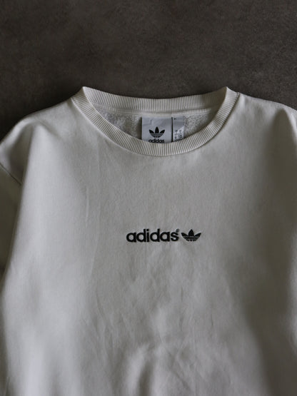 Vintage 90er Jahre Weißes Adidas Sweatshirt (SM)